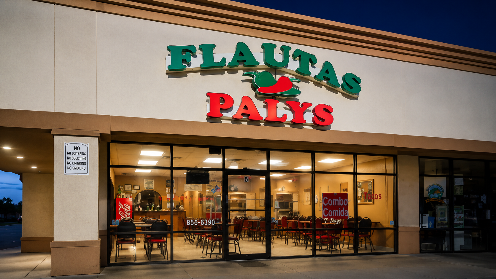The Flautas Palys storefront in El Paso